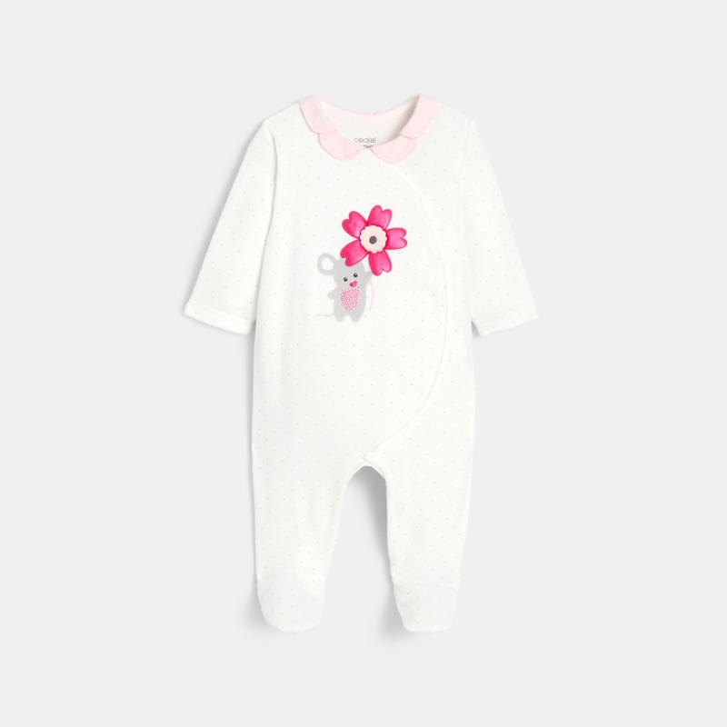 Dors-bien velours souris blanc bébé fille Blanc