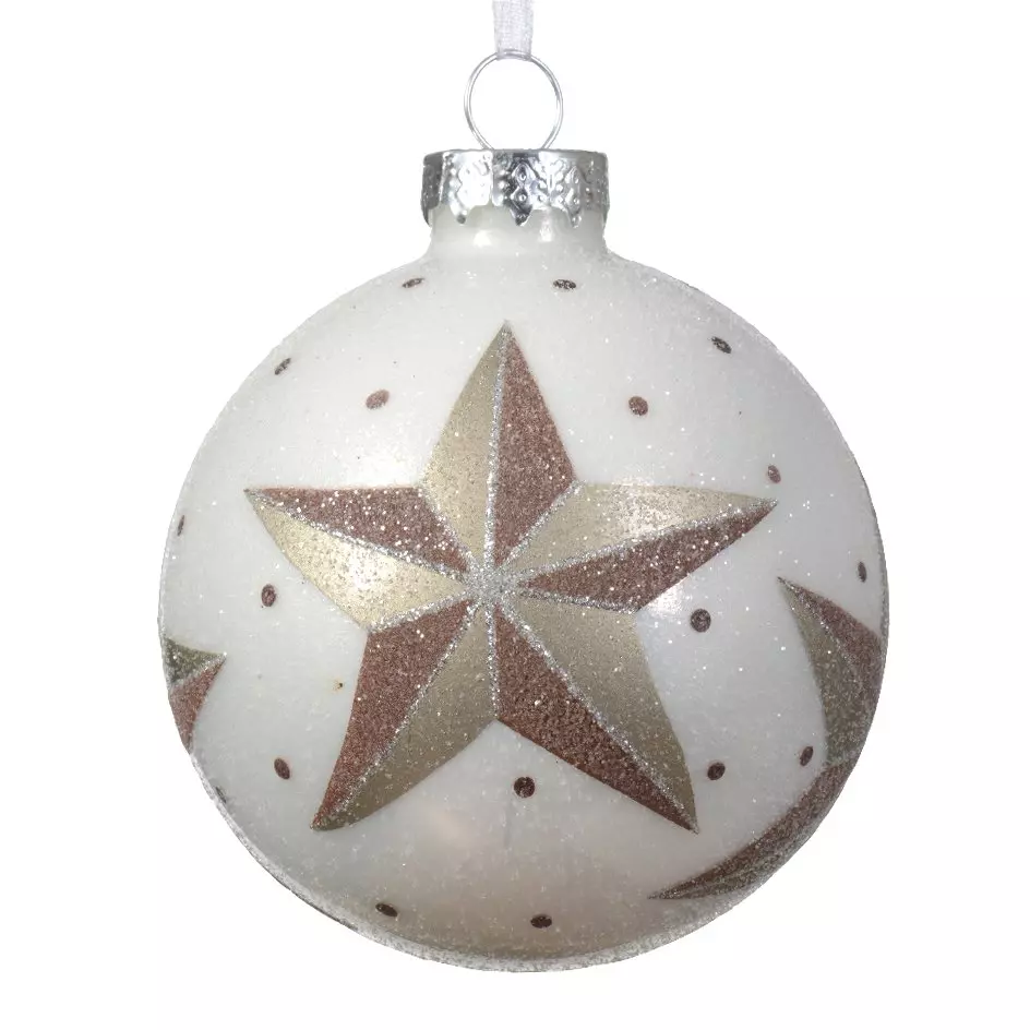 Lot de 3 boules de Noël (D80 mm) en verre Bélia Blanc