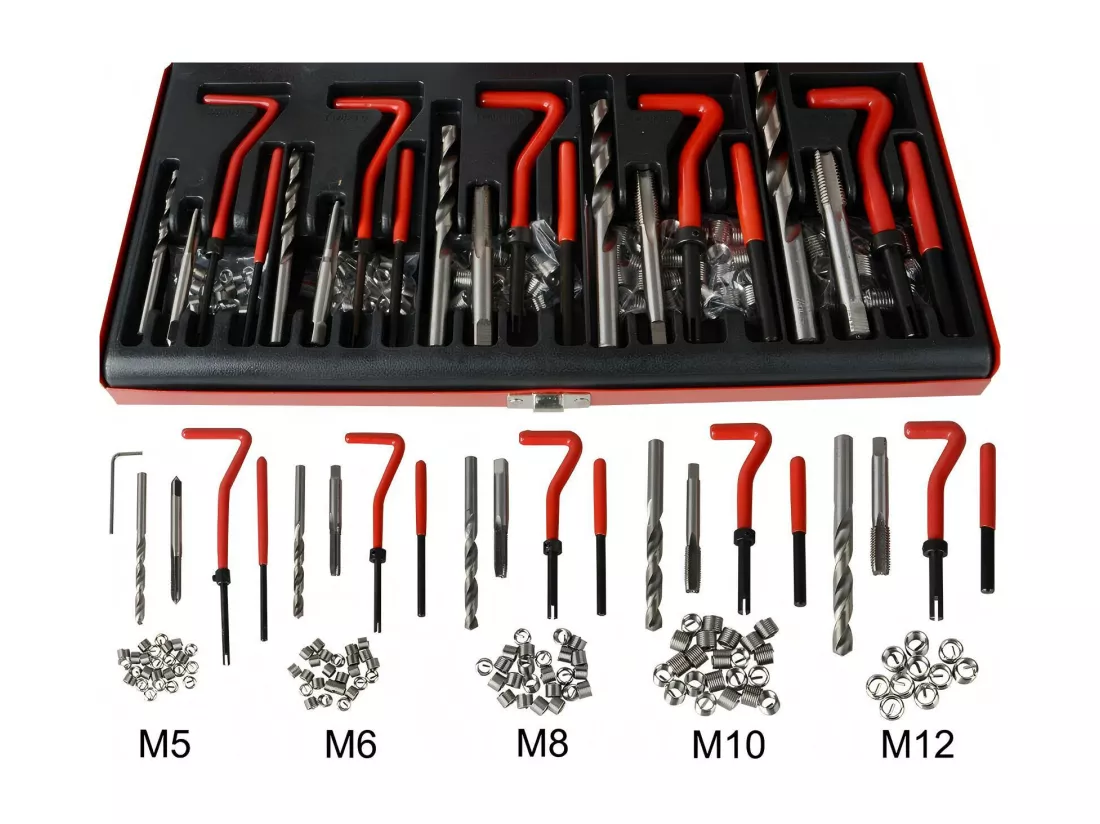 131 pcs Outils de filetage, M5, M6, M8, M10, M12 manchon fileté, avec boîte de rangement