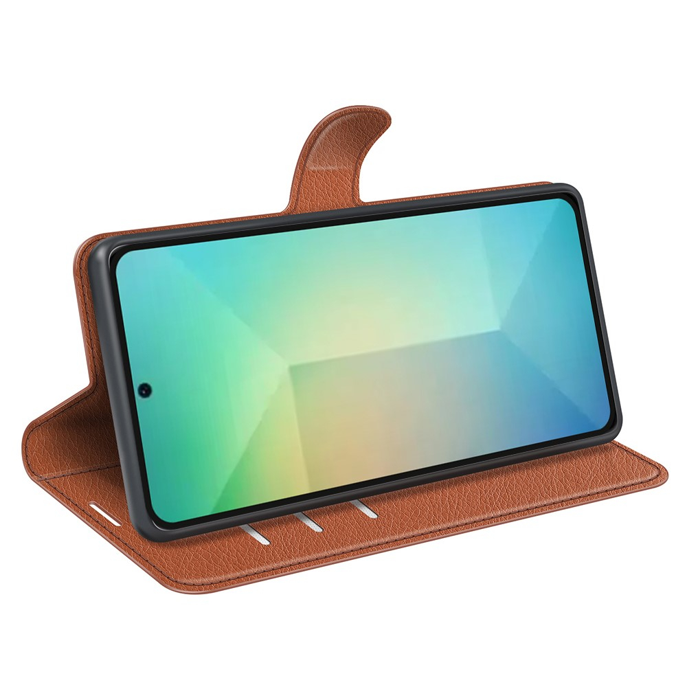 Samsung Galaxy S25 Leder Tasche Flip Cover Litchi Look - Braun