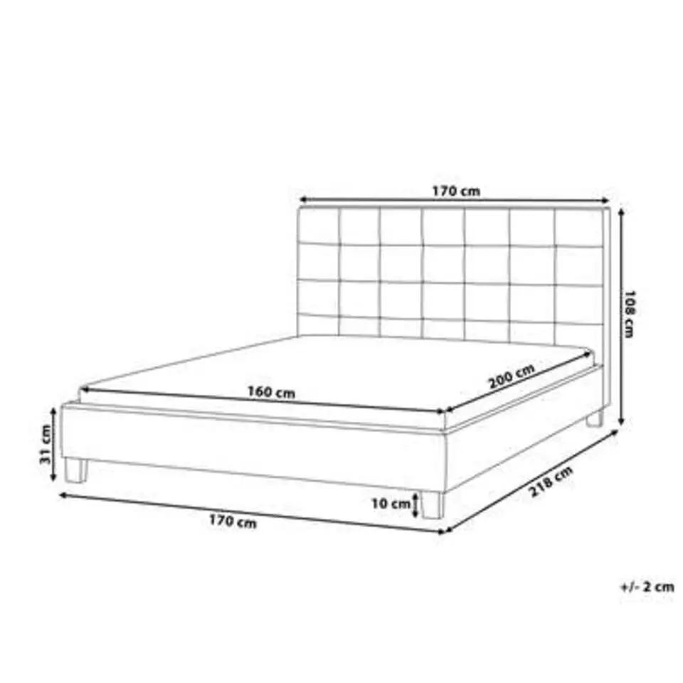 ROCHELLE - Tweepersoonsbed - Donkergrijs - 160 x 200 cm - Polyester
