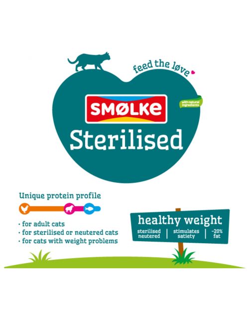 Smolke Cat Sterilised Kip&Lam&Vis - Kattenvoer