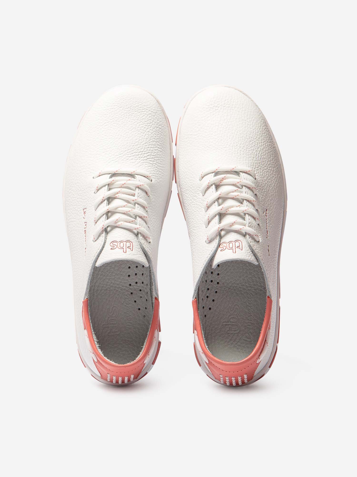 Tennis Femme Confort Cuir Blanc Semelle Rose