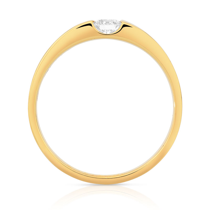 Bague solitaire or 750 jaune diamant 20/100e de ca