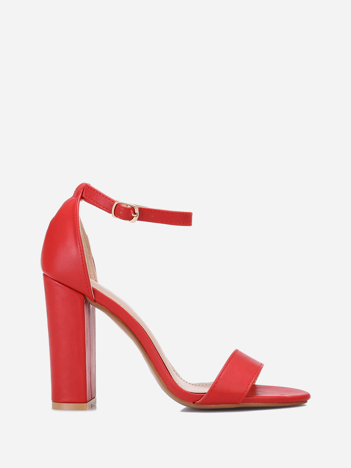 Sandales à talon et double brides- Rouge
