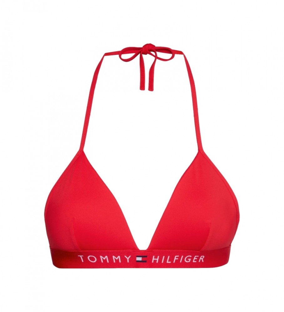 Top de biquíni Tommy Hilfiger vermelho acolchoado