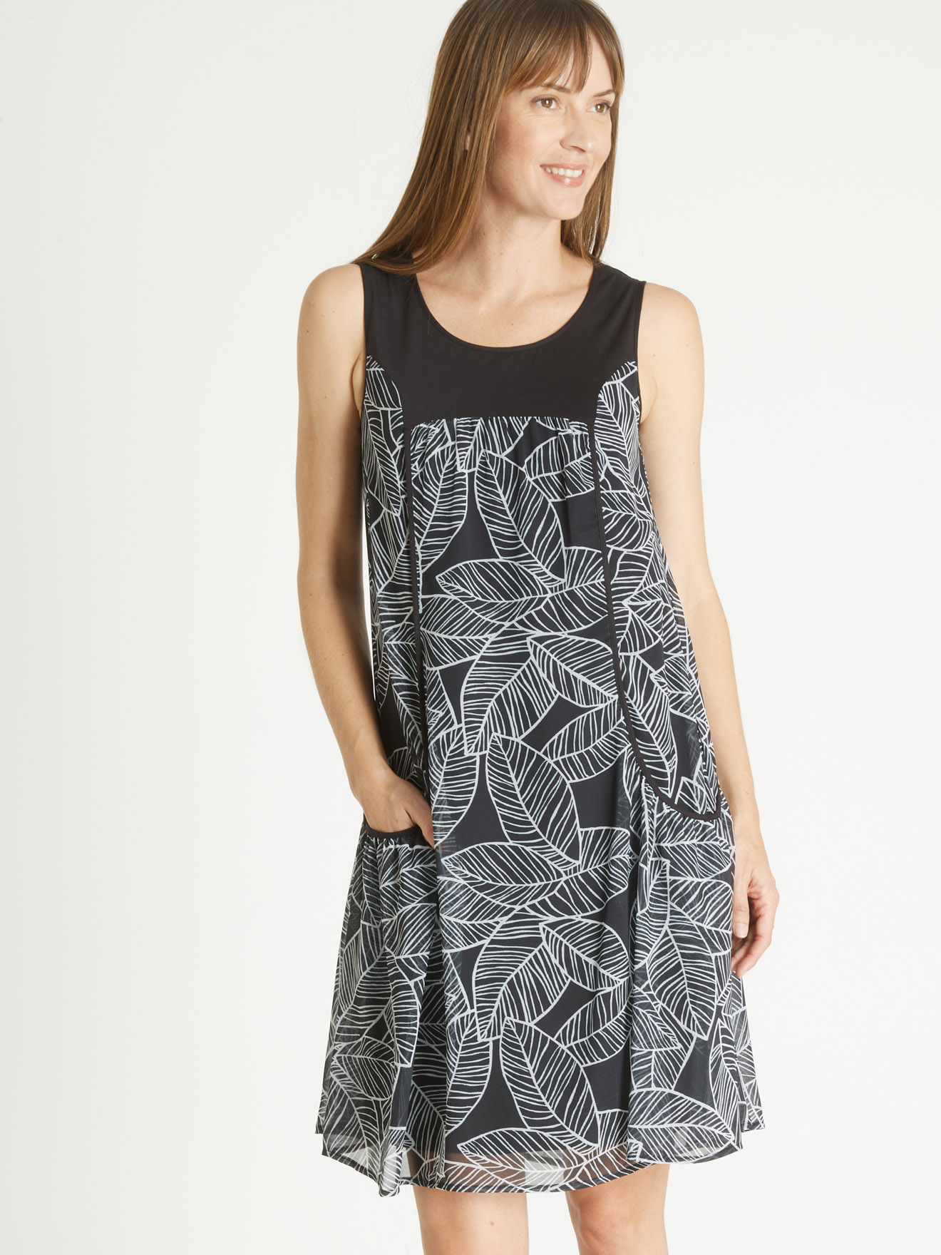Robe sans manches bi-matière