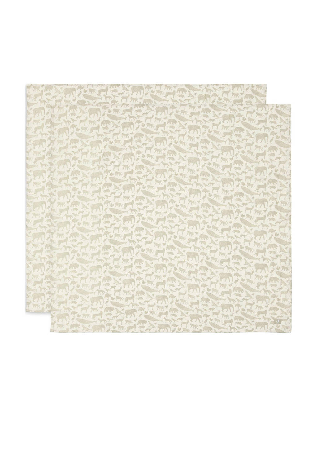 hydrofiele doek large 115x115cm Animals - set van 2 Olive Green