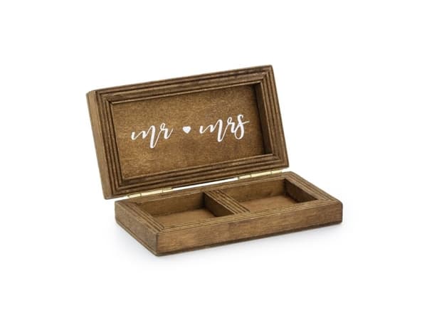PartyDeco Ring Box Hochzeit, tre, monokromatisk, tre, bordplate, 100 mm, 55 mm