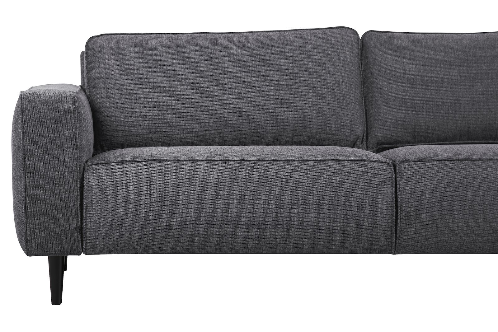Jessie 3-seter sofa 3-seter i tekstil Brego 18 antrasitt med mørk brune ben i heltre.