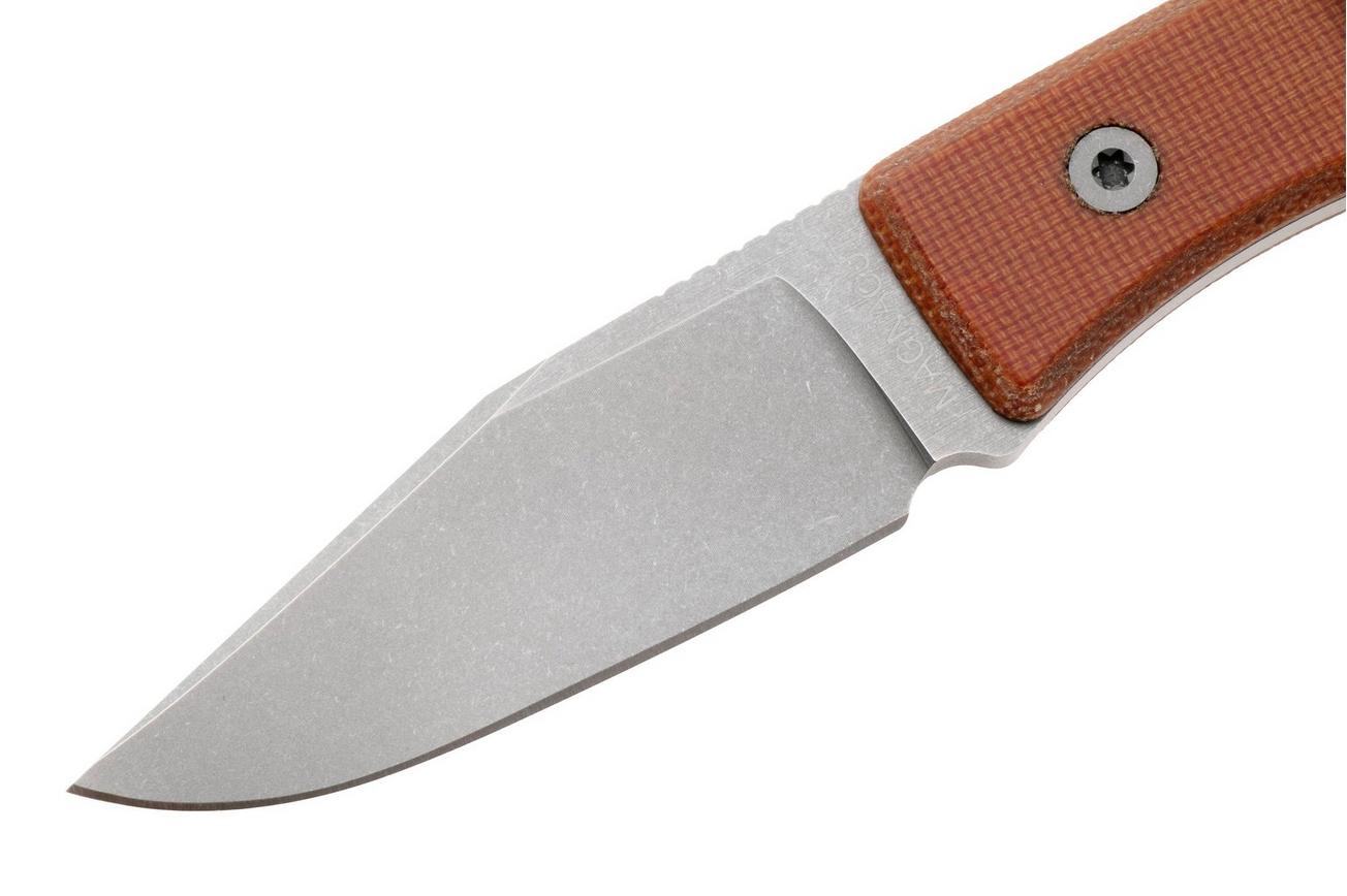 Big Idea Design USA Lookout USA-LO-NAT-MGN, Stonewashed CPM MagnaCut, Natural Micarta vaststaand mes, Mak Kelsay design