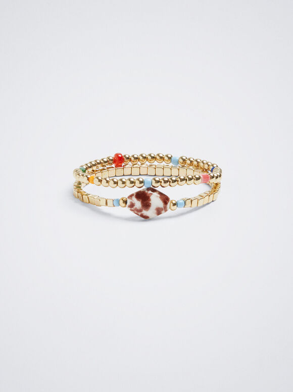 Conjunto de pulseiras de miçangas - Multicolorido