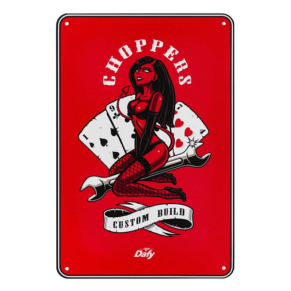Dafy Moto - Plaque Vintage Choppers Rouge / Blanc / Noir