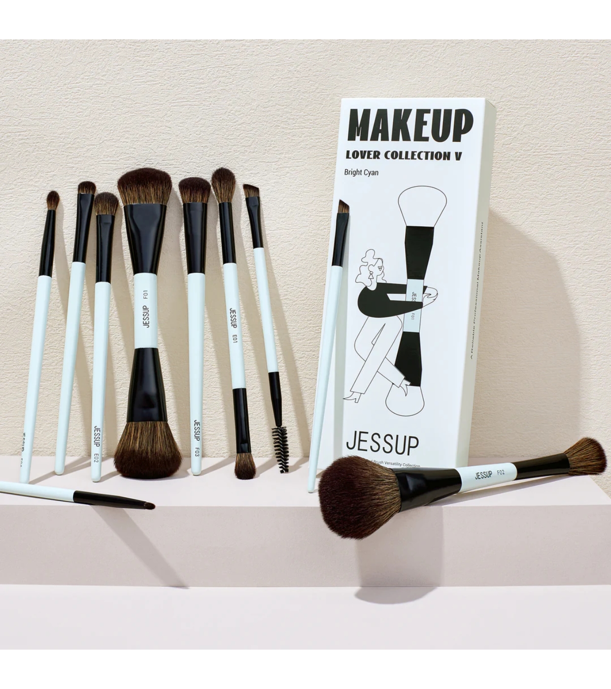 Jessup Beauty - *Makeup Lover Collection V* - Conjunto de 10 pincéis - Bright Cyan