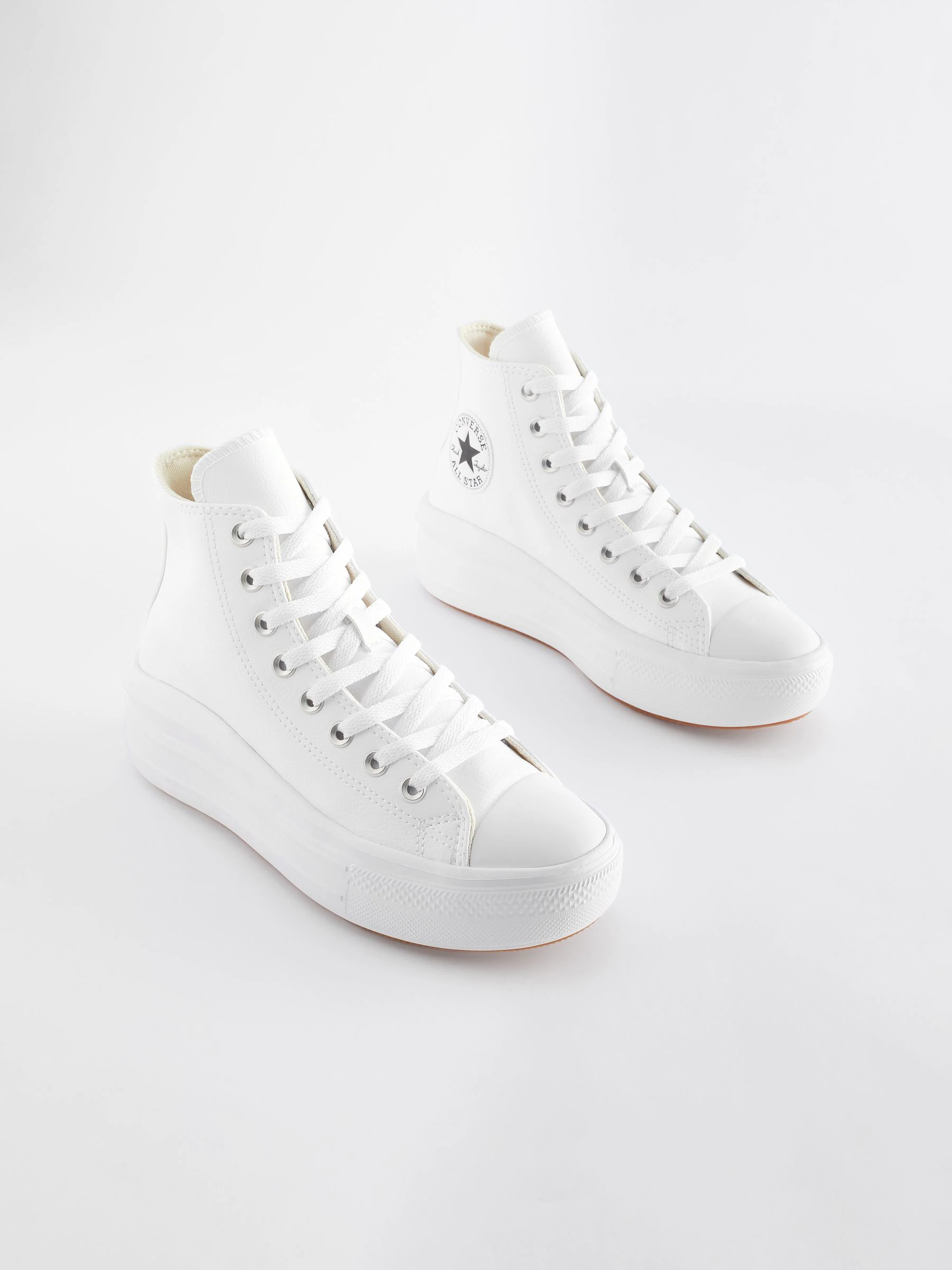 Wit - Converse Chuck Taylor All Star Move sneakers van leer met plateauzool