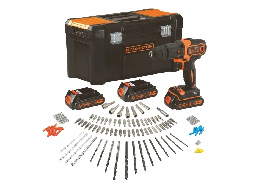 Black & Decker BDCHD181B3A, Pistolgreb boremaskine, 1 cm, 2,5 cm, 1 cm, 1 cm, 360 rpm
