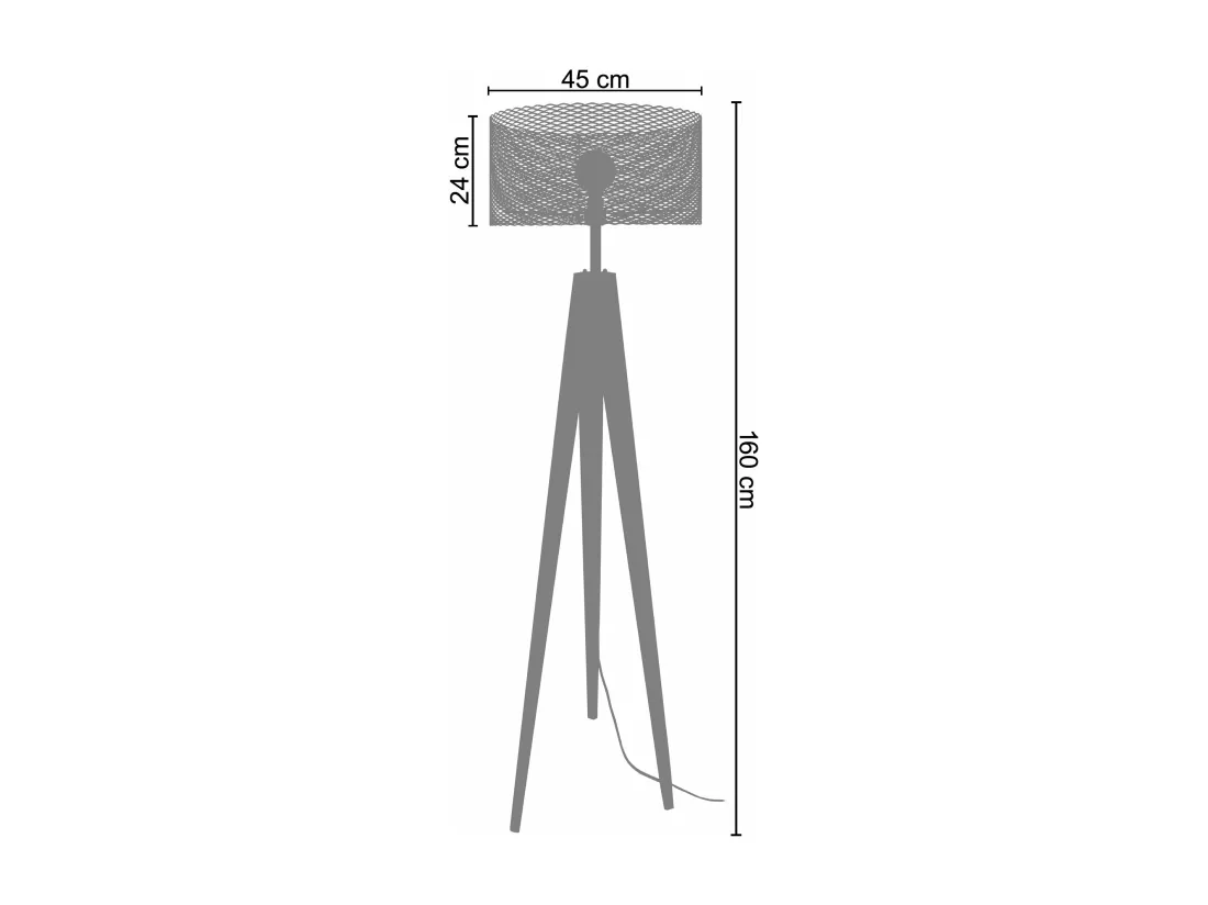 Lampadaire trépied bois noir160 cm.