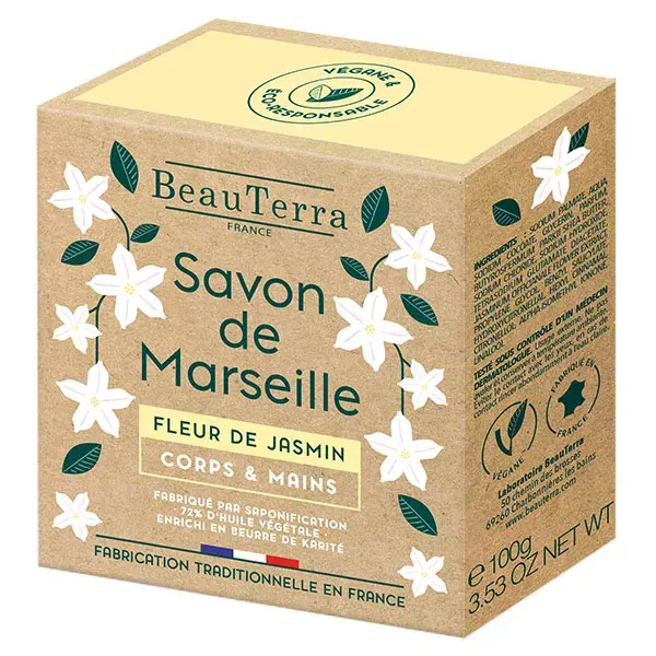 Sabonete Sólido de Marselha Beauterra Flor de Jasmim 100g
