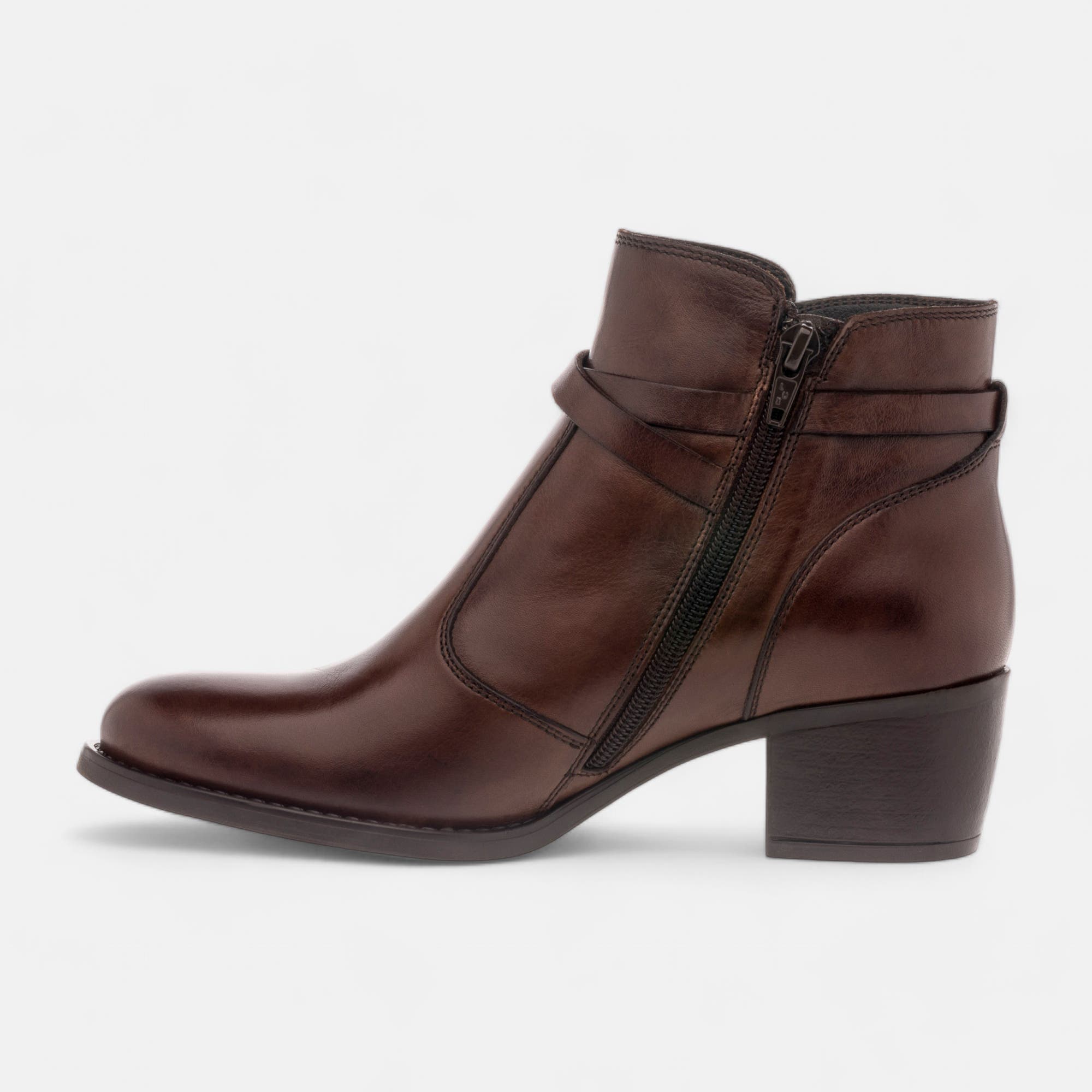 Bottines à talon Femme en cuir marron