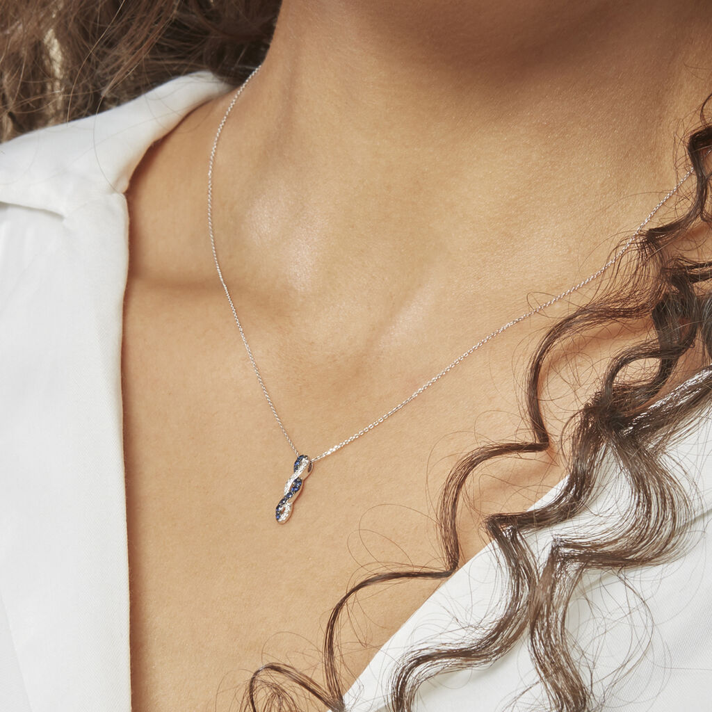 Collier Ligera Or Blanc Saphir Et Diamant