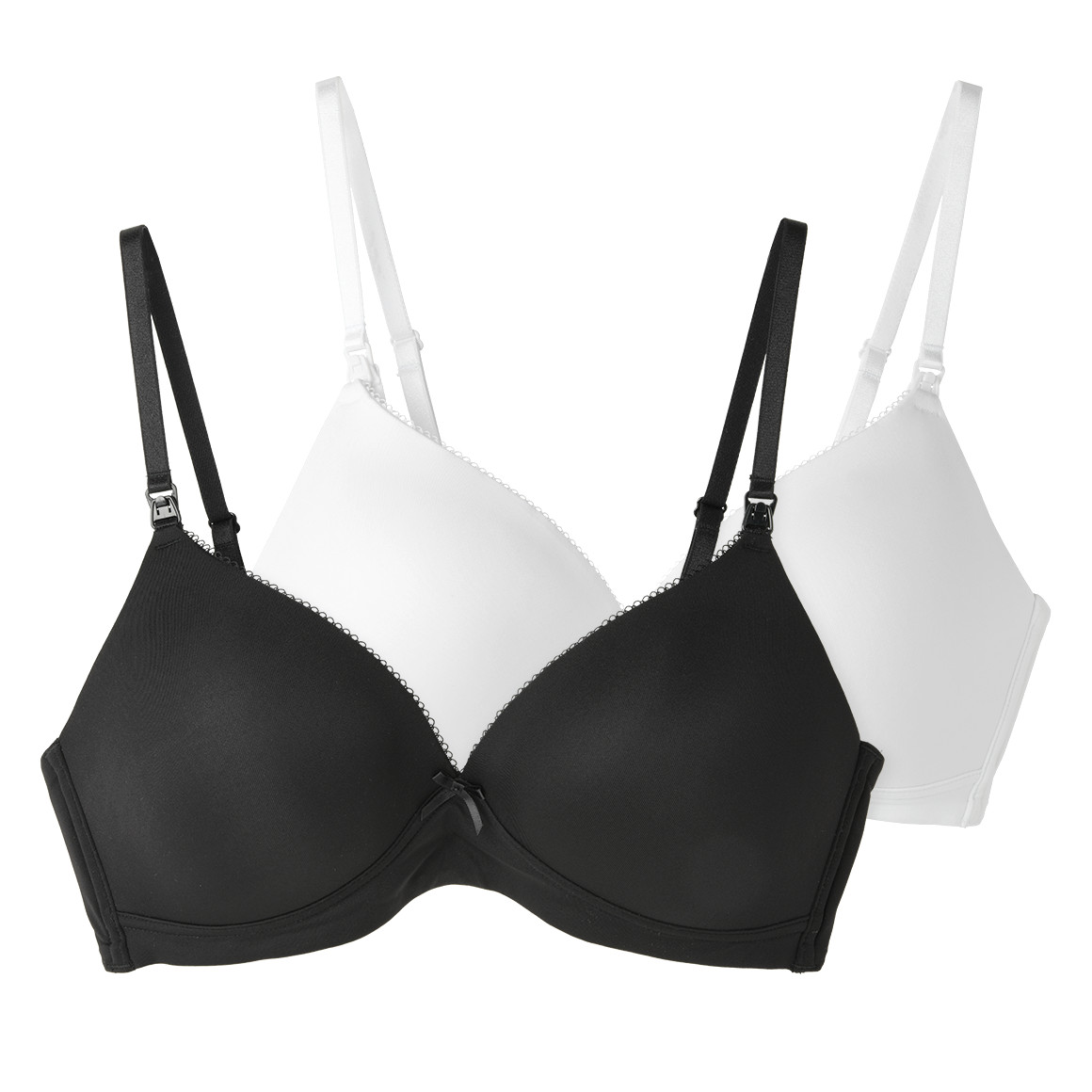 Gina Mama 2 Damen Still-BHs unifarben weiss / schwarz