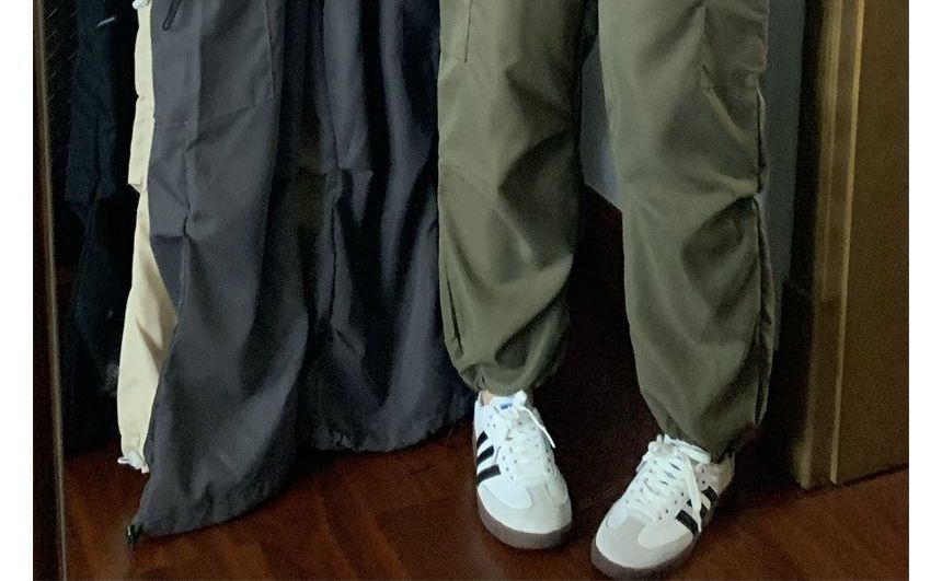 Soswift - Hoge taille, effen, baggy cargobroek met trekkoord