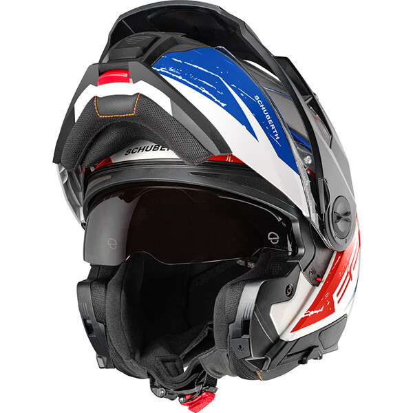 Schuberth - Casque E2 Explorer Blanc brillant / Bleu / Rouge