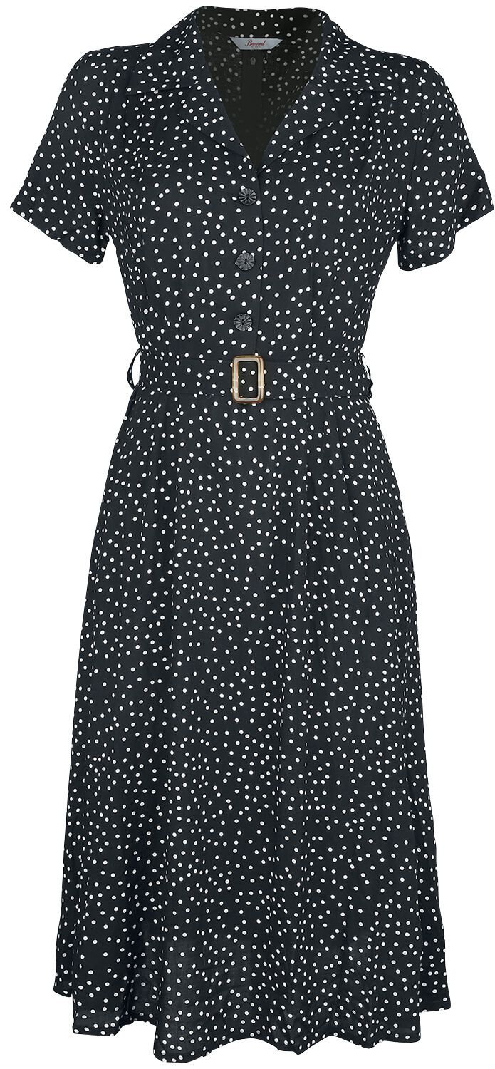 Robe Noire À Pois | Banned Retro Robe mi-longue