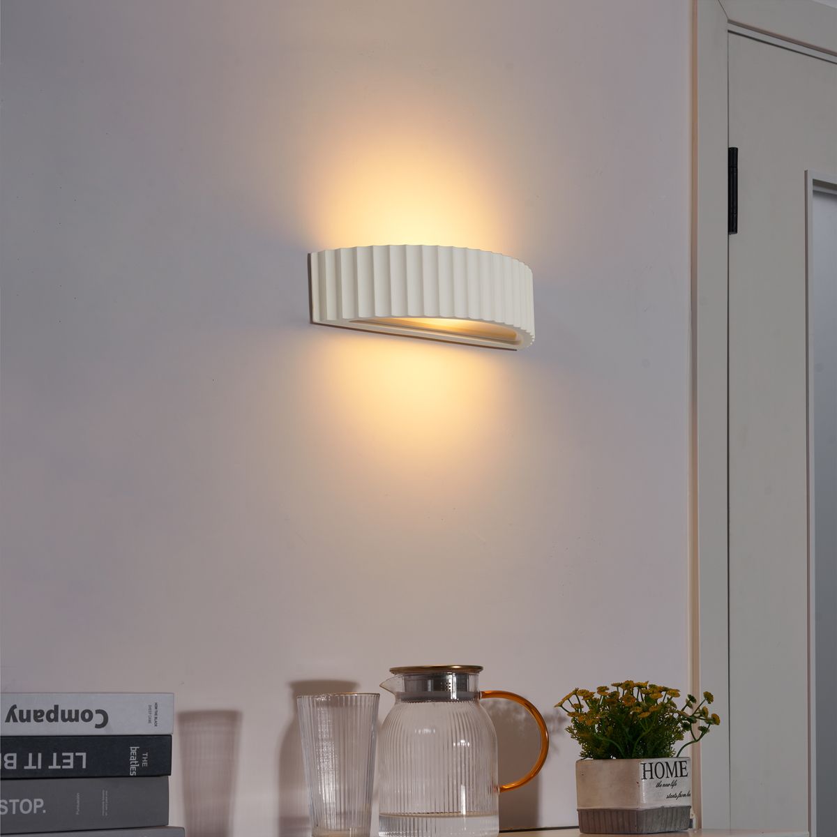 Scandinavische wandlamp beige organisch - Plaster