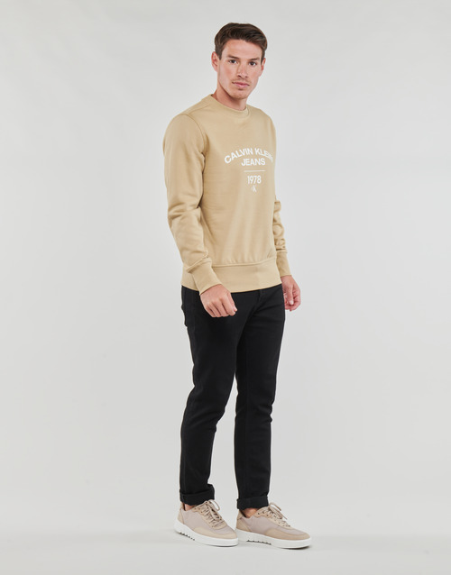 Calvin Klein Jeans - VARSITY CURVE CREW NECK - Beige