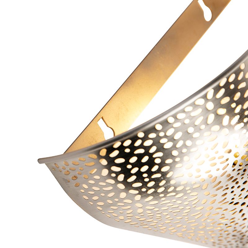 Oosterse wandlamp staal met lichteffect - Sinbad