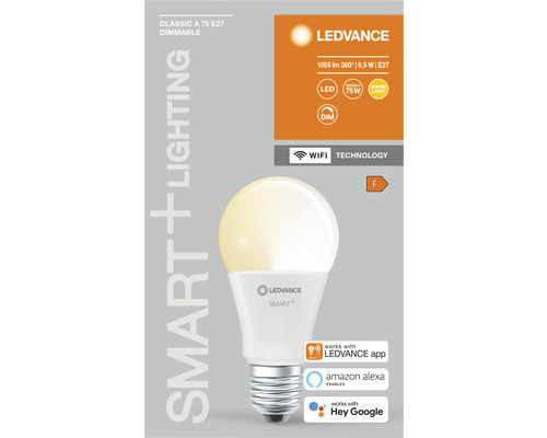 Ledvance Smart WIFI LED-lamp, dimbaar, A75 E27/9,5W (75W) mat, 1055 lm, 2700 K warm wit