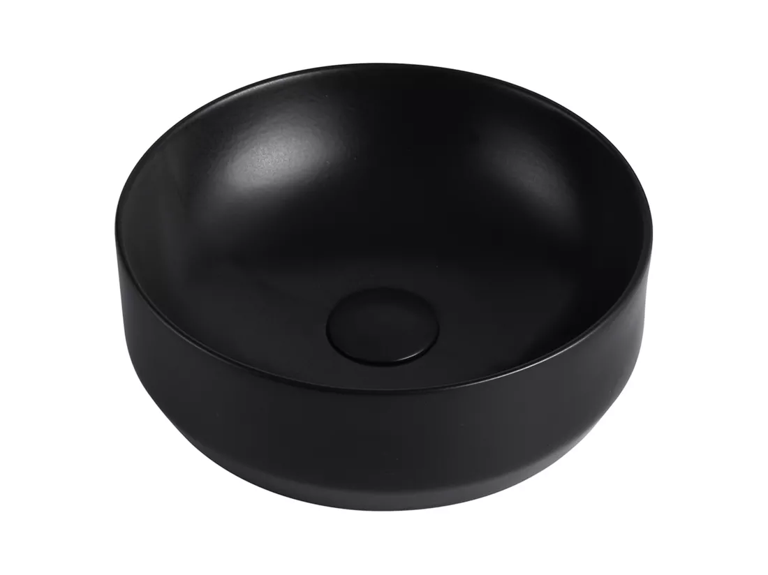 Vasque à poser ronde en céramique - Noir - 36 cm - KANELLE II