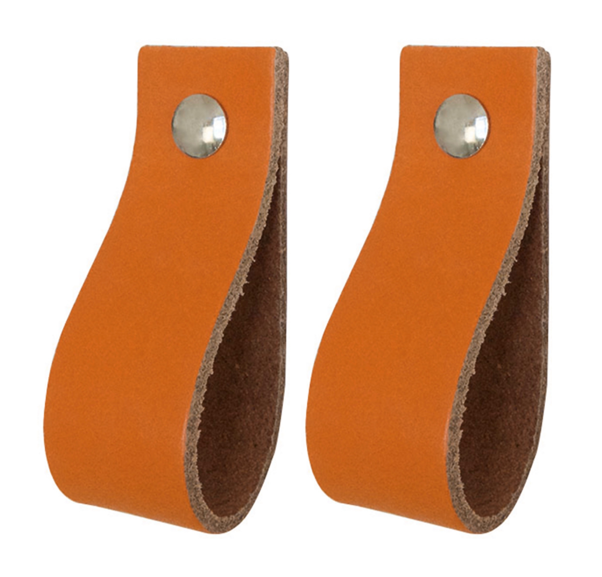 Leren handgrepen set van 2 - maat L Oranje - L