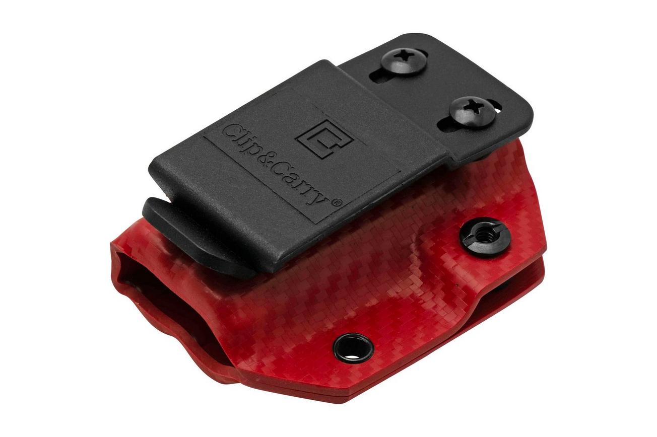 Clip And Carry Kydex Sheath Leatherman Wingman, Sidekick, Rebar, Rev, Carbon Fiber Red LWING-CF-RED riemholster