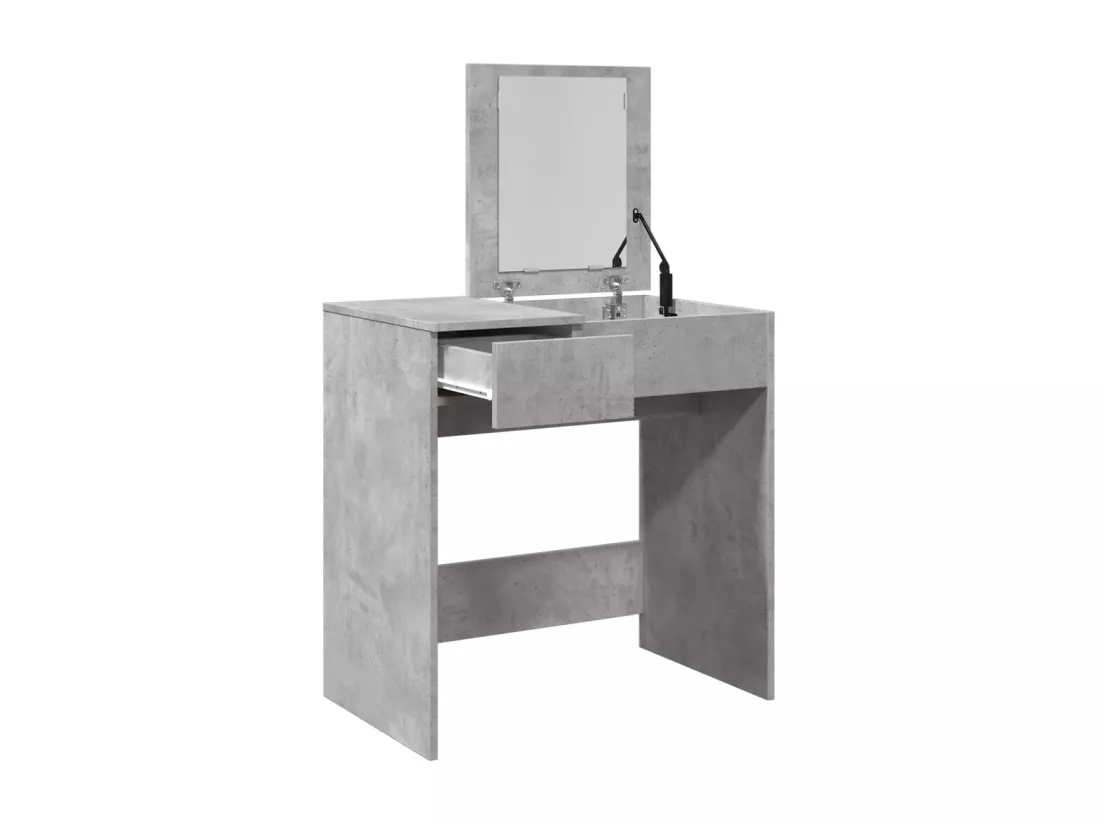 Coiffeuse avec miroir gris béton 73x46,5x120 cm