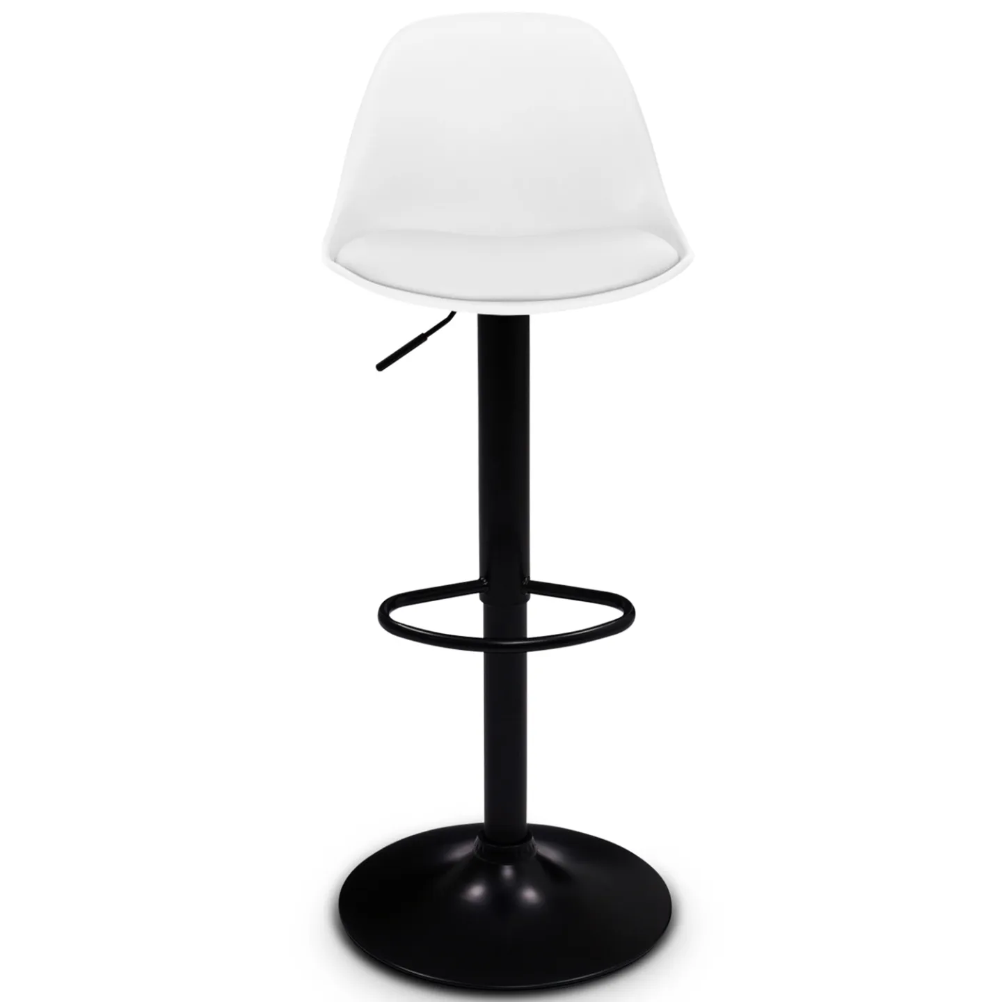 Lot de 2 tabourets de bar KARL design blanc pied noir