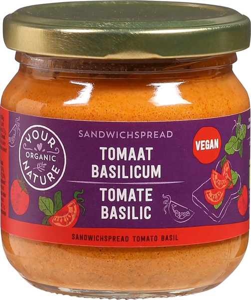Your Organic Nature Sandwichspread Tomaat Basilicum (180 gr)