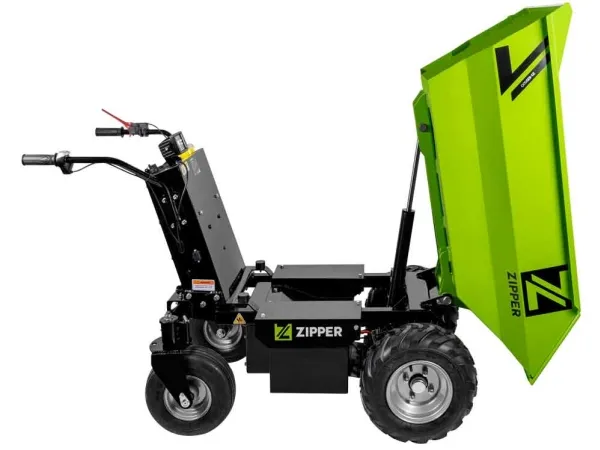Zipper ZI-ED500, Motoriseret trillebør, 4 hjul, Sort, Grøn, 236 L, 500 kg, 208 kg