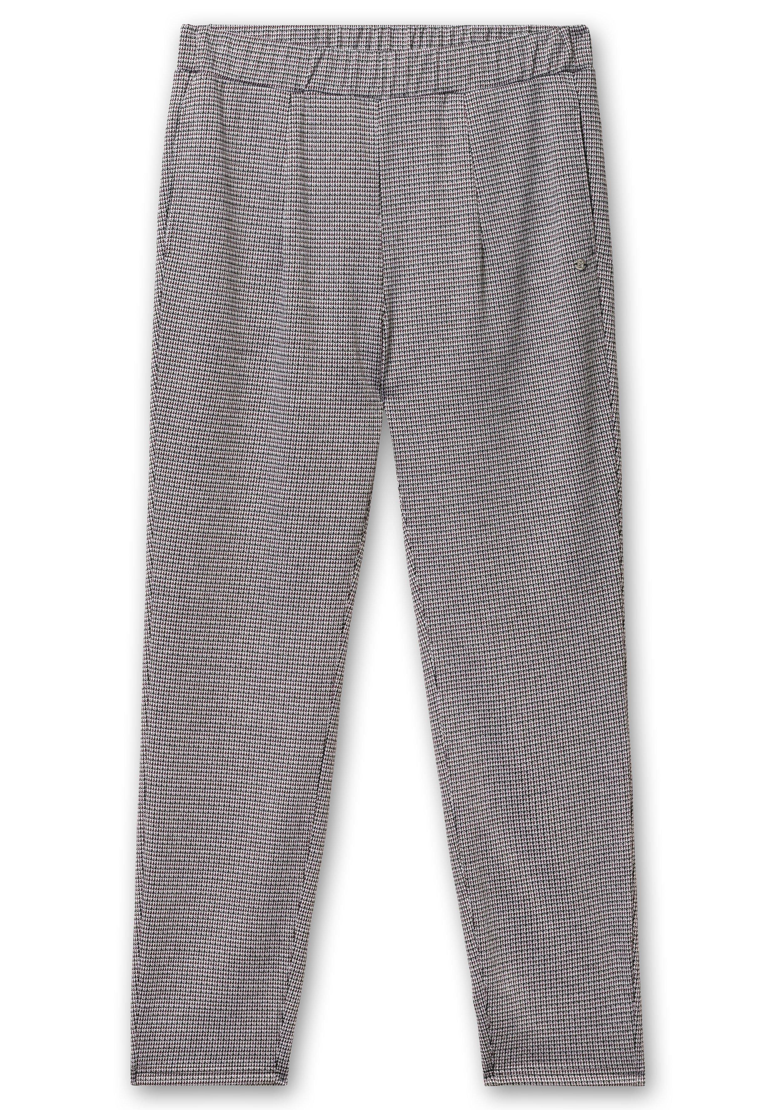Schmale Hose mit Karomuster und Stretchbund
