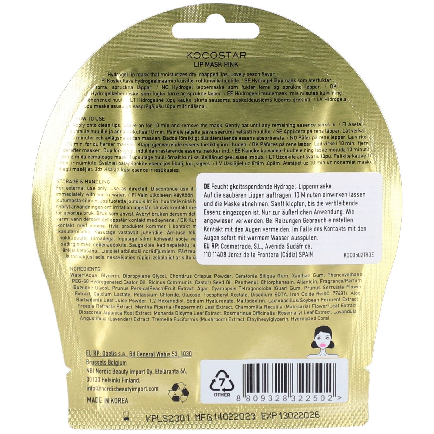 KOCOSTAR Lip Mask Pink Peach