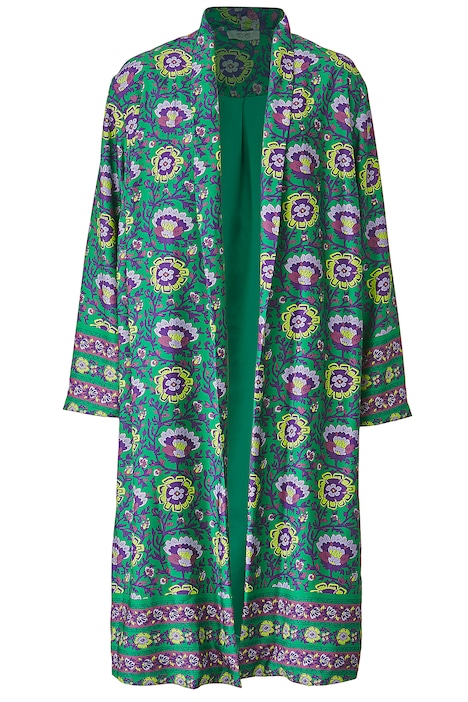 Kaftan, floraler Druck, offene Form, Langarm