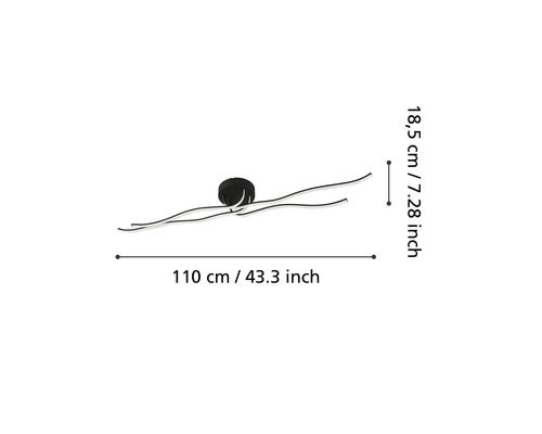 LED plafondlamp 19W 2700 lm 3000K 69x28 cm Selvina 1 zwart/wit