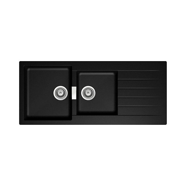 Évier en composite de quartz noir 2 bacs à encastrer Galvani