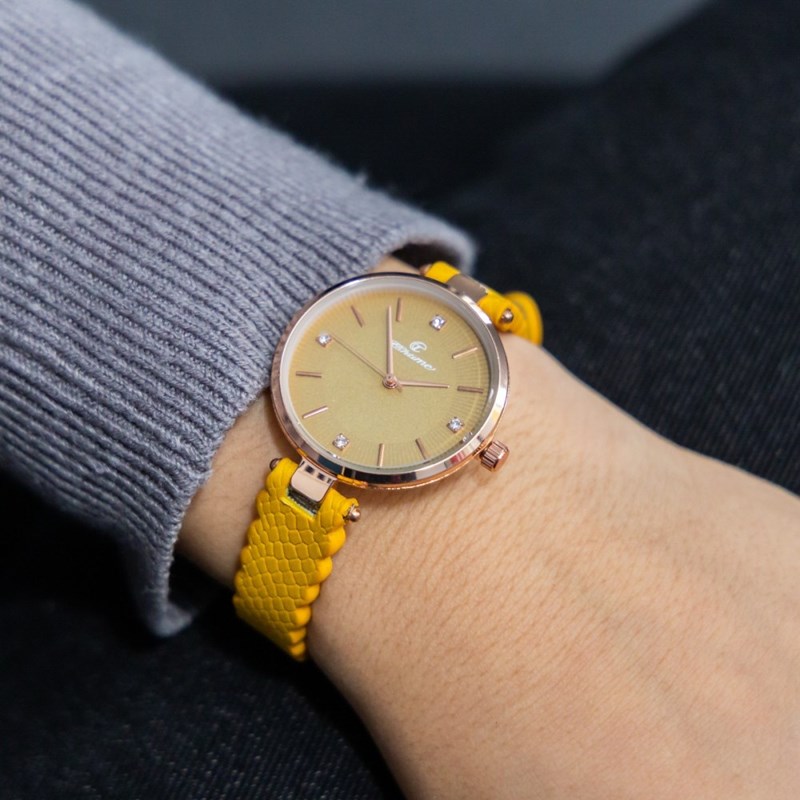 Montre Femme CHTIME bracelet Cuir Jaune