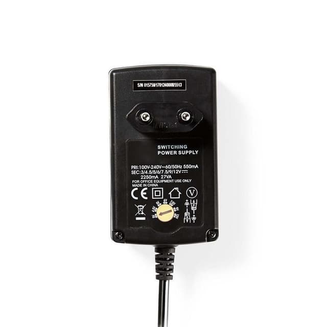 AC-universalstrømadapter | 3/4,5/6/7,5/9/12 VDC | 2.25 A