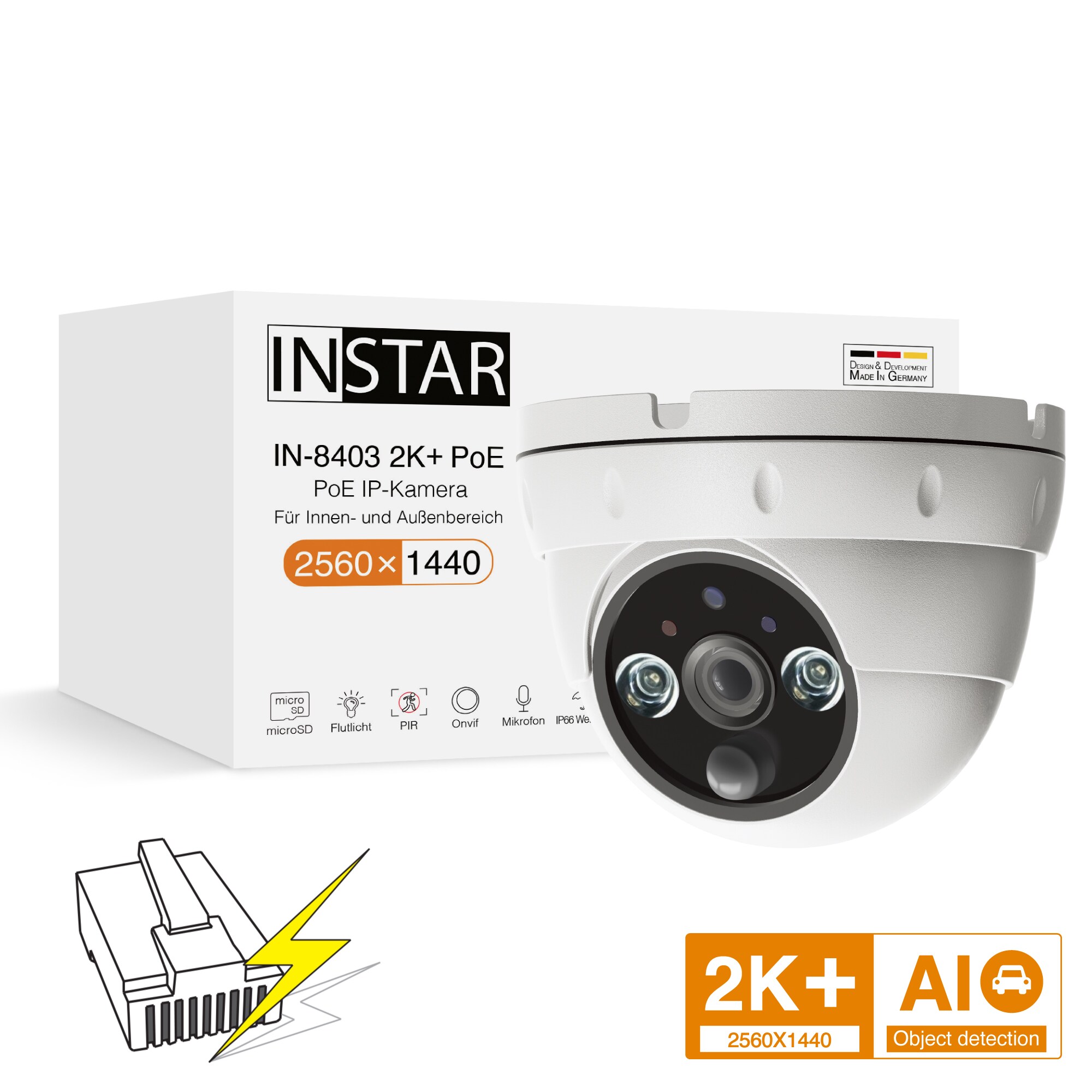 INSTAR IN-8403 2K+ POE Kamera Weiß versch. Ausführungen