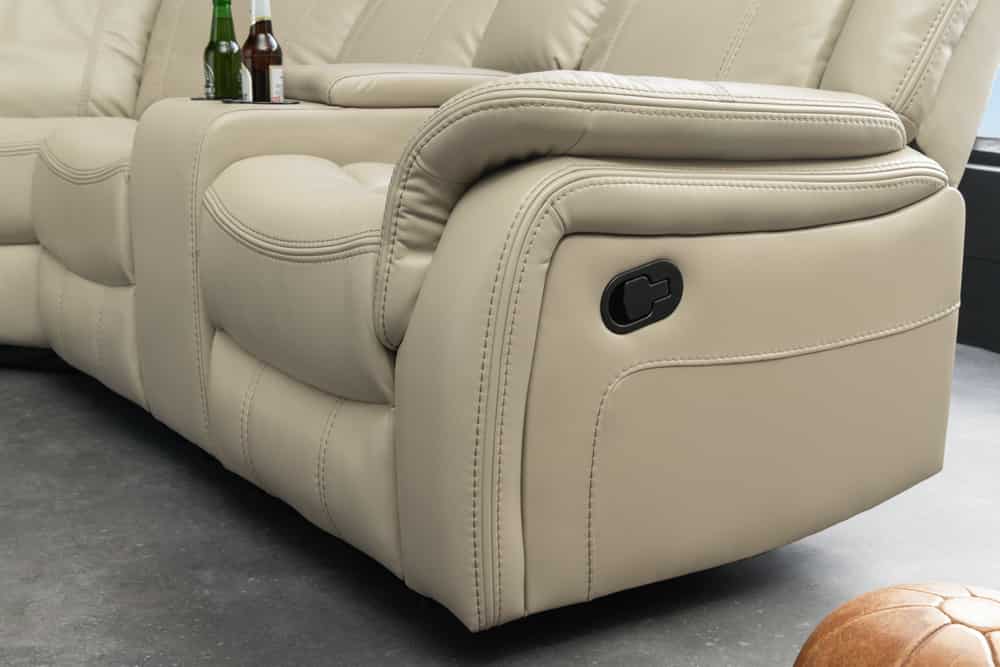 Exklusiver 5er Kinosessel HOLLYWOOD beige Ecksofa Getränkehalter Stauraum