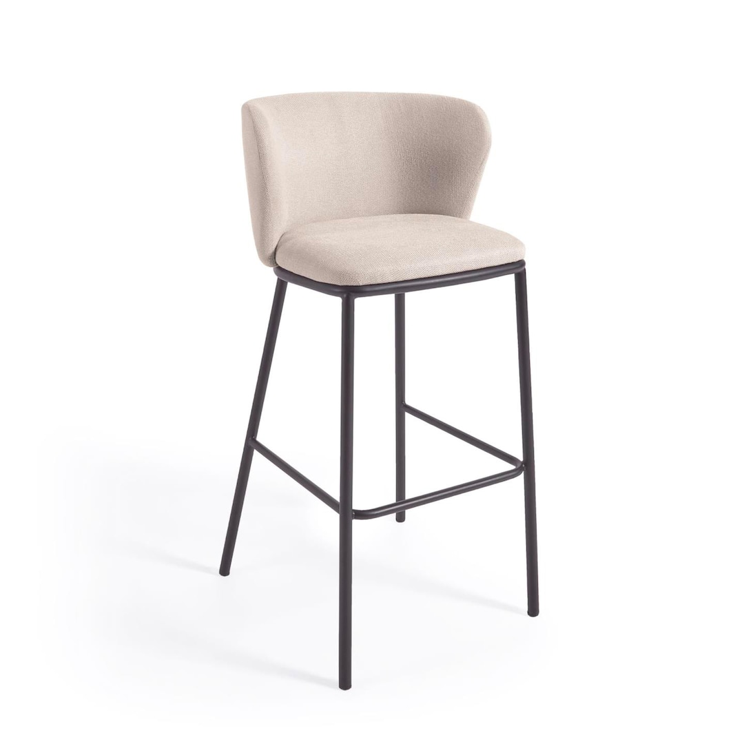 Kave Home Barhocker CESILIA Chenille beige/schwarz