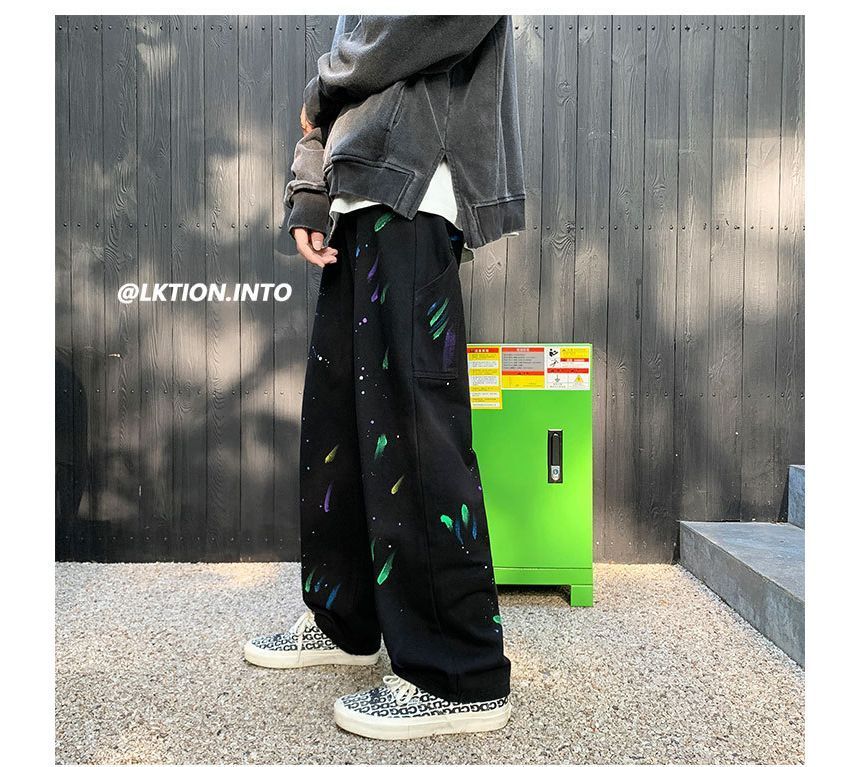 POSI - Mid Rise Splatter Loose-Fit Jeans